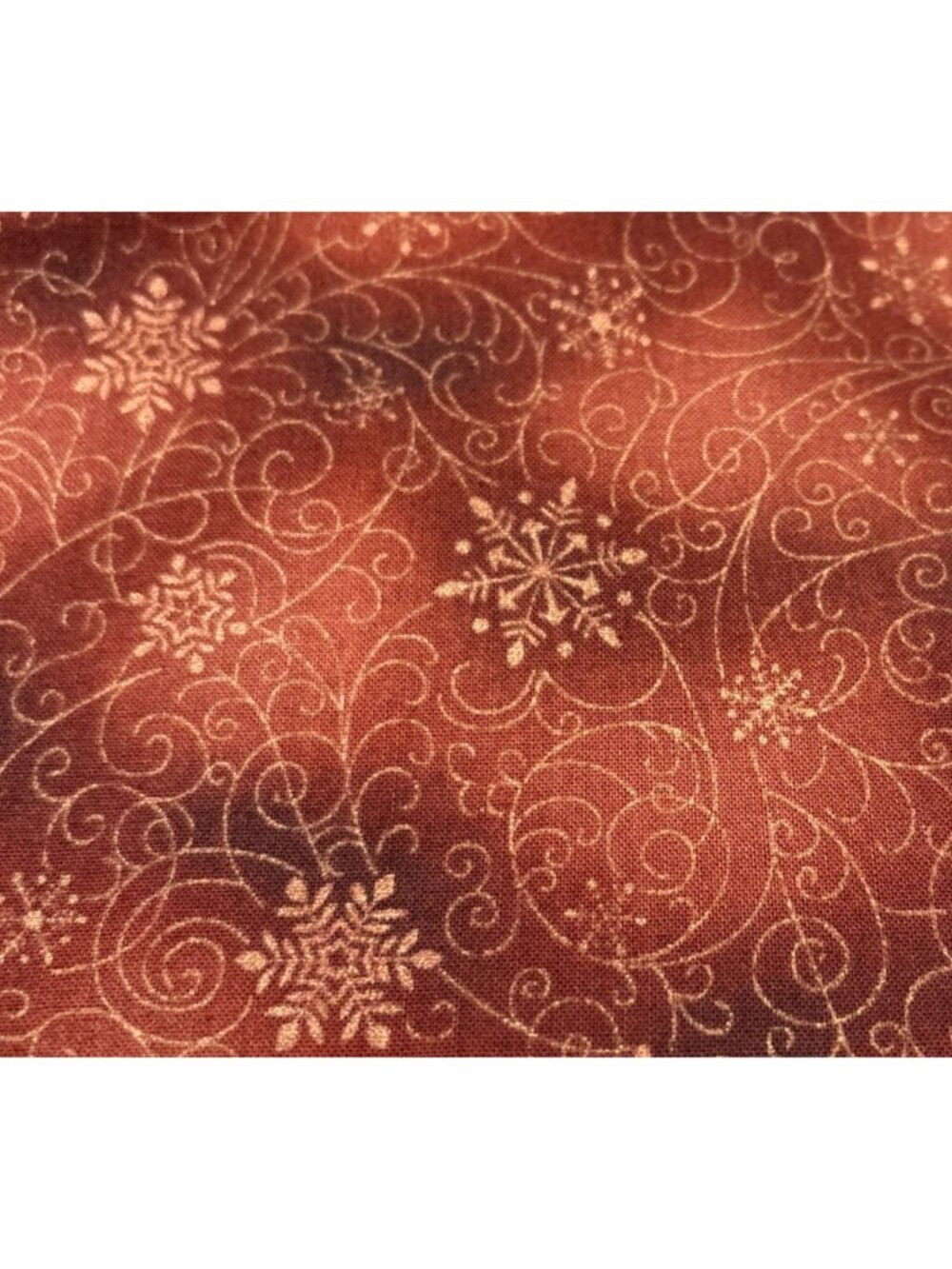Copper Snowflake Cotton Fabric 13x18" Intricate Winter Swirl Pattern USA Made - Picture 5 of 14